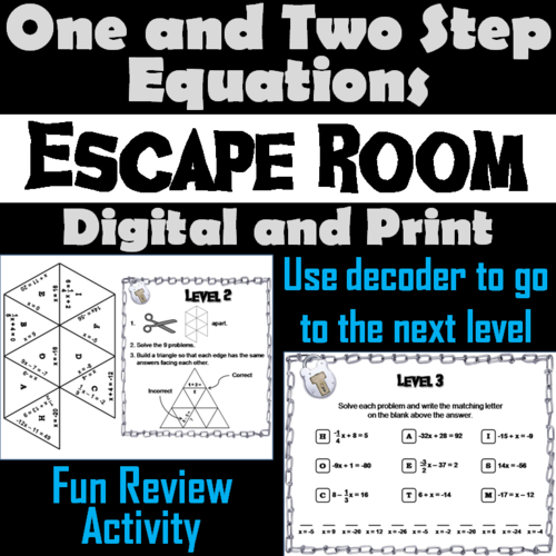 One and Two Step Equations Math Escape Room by