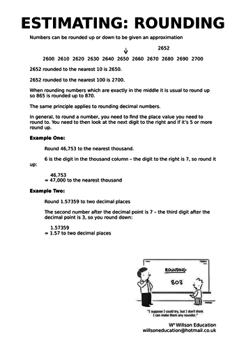 Estimating: Rounding