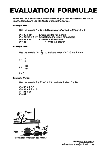 Evaluation: Formulae