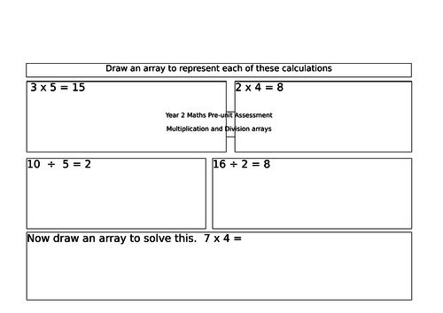 year 2 pre-unit assessment for arrays