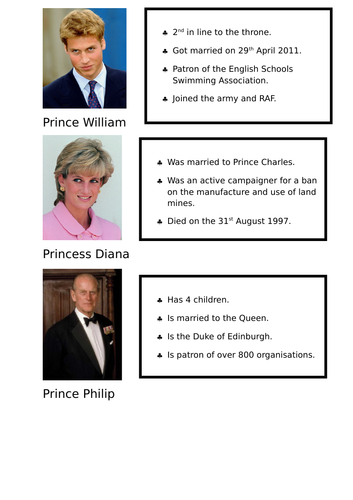 British Royal Family Matching Cards.