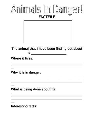 Endangered Animals Worksheet