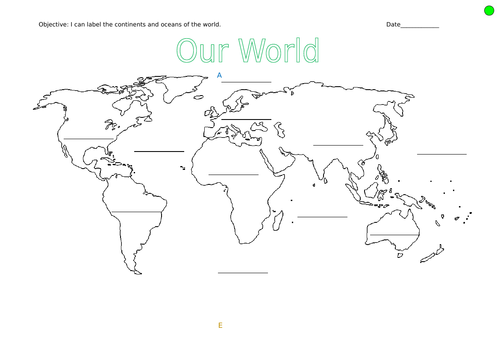 World Continents Labelling worksheets differentiated | Teaching Resources