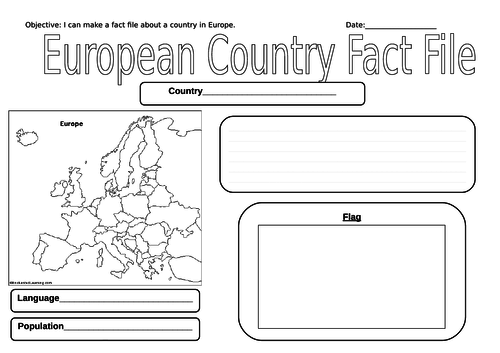 European Country Fact File Worksheet