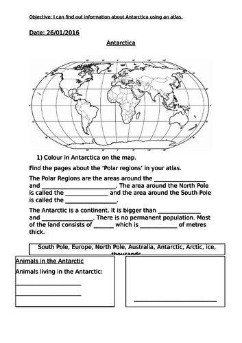 Differentiated Antarctica Worksheets