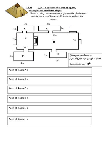 Area lesson plan and worksheets