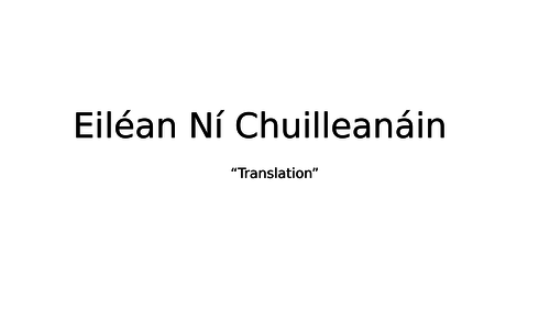 Eiléan Ní Chuilleanáin "Translation". Summary and analysis.