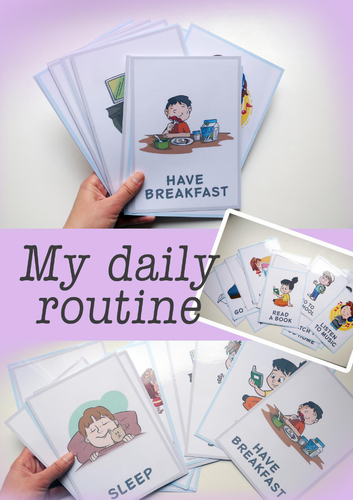 Daily Routines Flashcards | ESL Vocabulary Cards | Printable Daily Routine Activities PDF