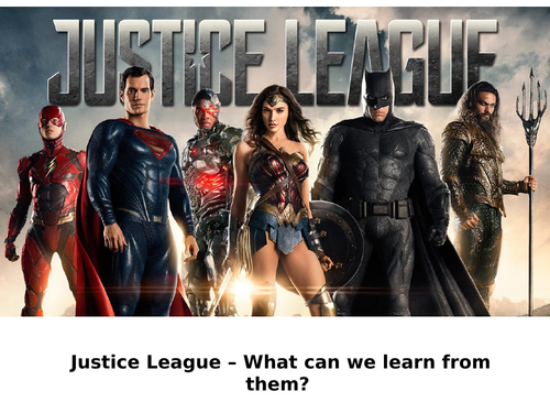 Justice League cover/end-of-unit activity