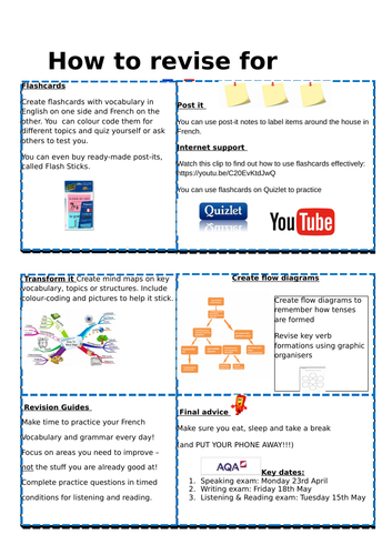 REVISION FRENCH ADVISE - HANDOUT | Teaching Resources