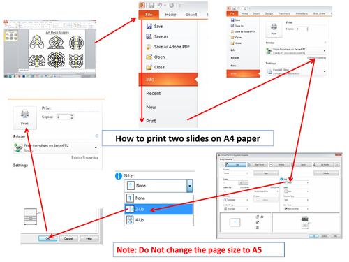 HOW TO: Print 2 Powerpoint slides to max size on A4 poster