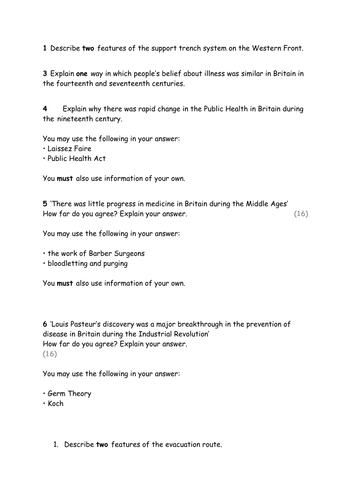 GCSE Edexcel 9-1 Medicine Bank Question