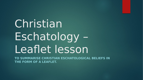 Eschatology leaflet worksheet