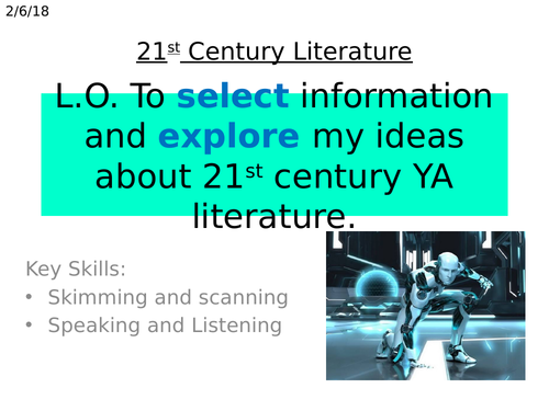 21st Century Young Adult Literature - introduction lesson