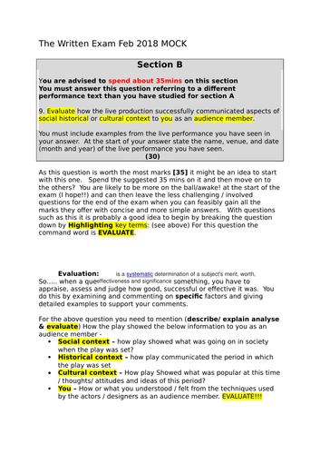 OCR Drama Written Exam Section B