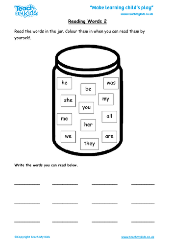 Reading Keywords 2 - EYFS Words, Practise Reading and Writing