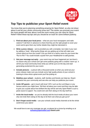 Sport Relief 2018: Top Tips