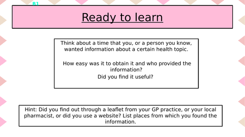 Public health promotion - Unit 8 - Learning aim C