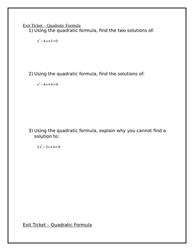 Exit Ticks - All the Algebra (with answers)