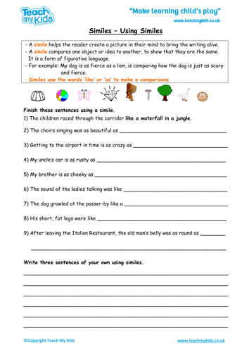 Similes - Using Similes in a Sentence