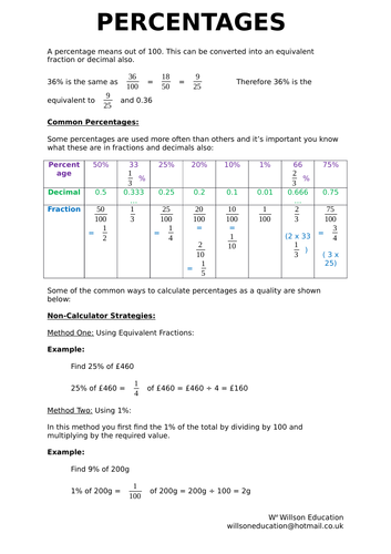 Calculating Percentages