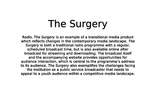 CSP Radio The Surgery AQA A Level