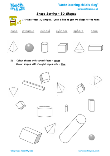 3D Shape Sorting- Identifying Shapes, Properties of Shapes
