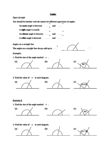 Angles on a line / at a point