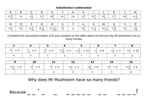 Codebreaker - Multiplying mixed numbers by whole numbers (Y5)
