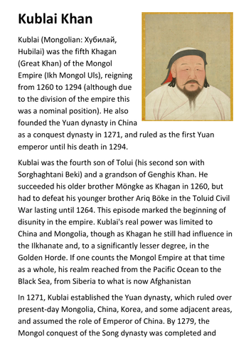 Kublai Khan Handout