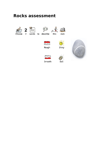 Rocks and fossils assessment- SEN ASD