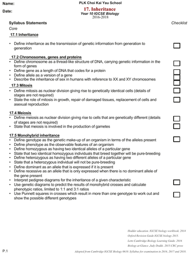 IGCSE inheritance