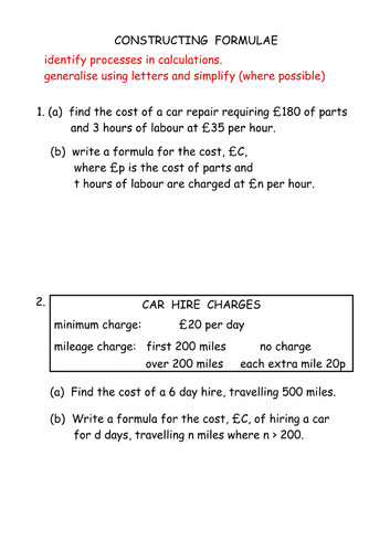 Construct Formulae: Generalise