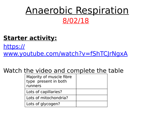 A2 Anaerobic respiration/production of lactate