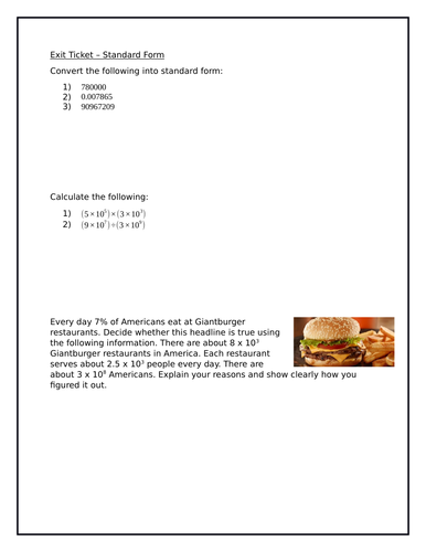 Exit Ticket - Standard Form