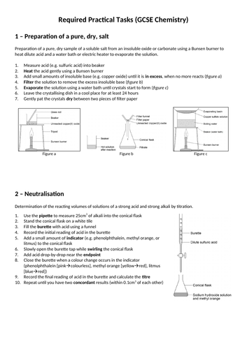 AQA GCSE (9-1) Chemistry Required Practical summary (SEPARATE HIGHER)