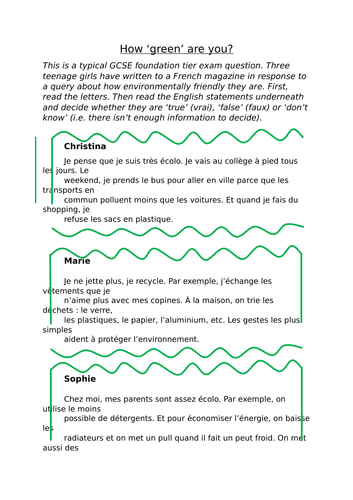 Bundle of 10 worksheets on the environment for new GCSE