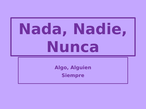 Nada Nadie Nunca Spanish Negatives PowerPoint