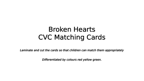 Valentine - Broken Hearts cvc matching game for F2