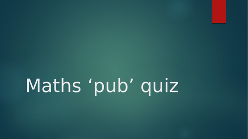 Maths Pub Quiz