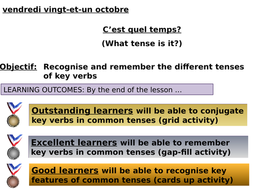 Recognising infinitive, present,perfect and near future (hobbies verbs)