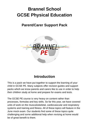 AQA GCSE PE Revision Guide/Parent Support Pack Paper 1