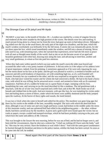 AQA Language Paper 1 Practise - Section A