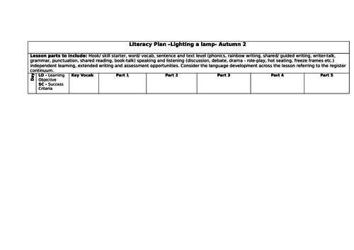 Lighting a Lamp Literacy Plan