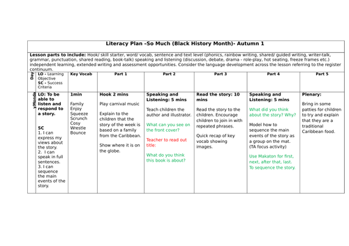 so much literacy plan for reception teaching resources