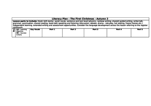 The First Christmas Reception Literacy Plan