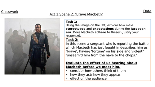 Macbeth Act 1 Sc 2 and 3 High Challenge resource