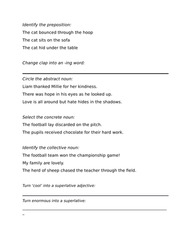 Mini grammar test