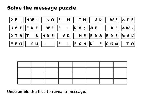 Solve the message puzzle from Emmeline Pankhurst