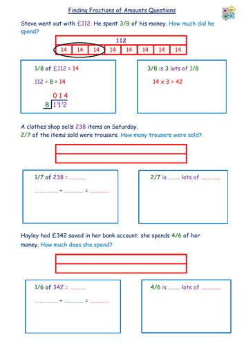 Finding Fractions of Amounts Differentiated Structured Questions